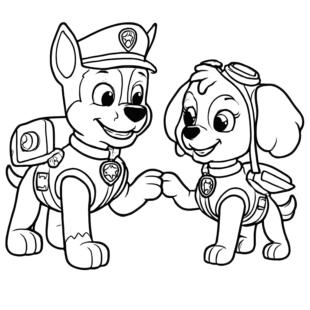 Paw Patrol's Chase and Skye working together